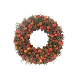 KINMRIS Ghirlanda natalizia con luci, 1,8 m, pigne di pino con bacche rosse, albero di pino, scale, decorazioni natalizie per interni