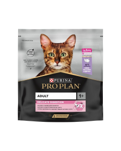 Purina Pro Plan Adult Delicate Digestion, crocchette per gatti adulti, formulato per gatti con una digestione difficile. Gusto Salmone. Confezione da 400g.