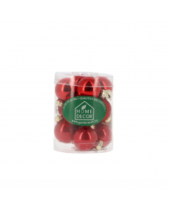 Palline per albero di Natale in vetro rosso Tubo 12 pz 3 cm