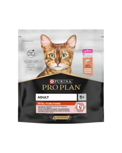 Purina Pro Plan Adult Vital Functions, crocchette per gatti adulti, formulato per supportare le funzioni vitali fondamentali (cervello, sistema immunitario, apparato renale). Confezione da 400g, gusto salmone.