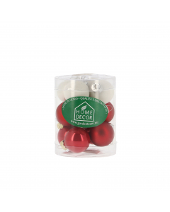 Palline di Natale in vetro Mix rosso e bianco tubo 12 pz 3 cm