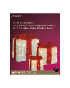 Set 3 pacchi regalo luminosi LED bianco caldo Lumineo