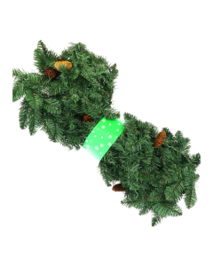 Festone di Natale verde con pigne 270 cm