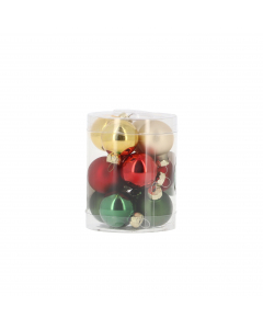 Palle di Natale in vetro Mix rosso, verde e oro tubo 12 pz 3 cm