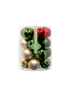 Palline di vetro natalizie verdi oro e rosse mix 20 pz 6 cm