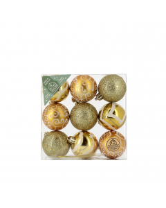 Palline di Natale ecosostenibili Mix oro 9 pz 6 cm