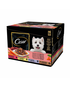 Cibo umido per cani cesar selezione in salsa deliziosa multipack 24 x 100 gr