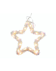 Stella iridescente luminosa 25cm con 20 LED e timer