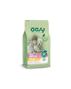 Oasy Dog Adult Light In Fat crocchette per cani Pollo 3kg