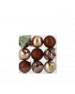 Palle di Natale ecosostenibili Mix marrone 9 pz 6 cm