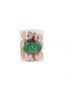 Palle di Natale in vetro rosa 12 pz 3 cm
