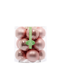 Palline di natale di vetro rosa inge set 12 pz 8 cm