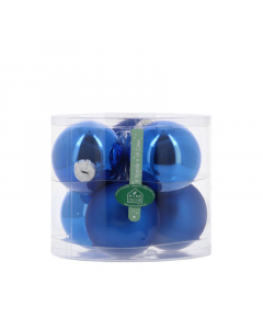 Palline di Natale in vetro Blu lucido/opaco 6 pz 10 cm