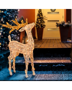 Renna 3D illuminata con led bianco caldo H95cm