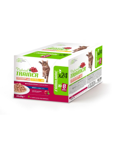 Natural Trainer Sterilised Cat Adult bocconcini per gatti in Salsa Multipack 24x85gr