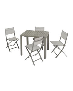 Set pranzo da giardino Tommy tavolo allungabile + 4 sedie con braccioli Taupe