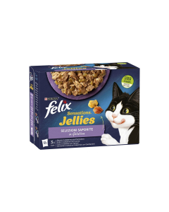 Bocconcini per gatti purina felix sensations jellies multipack 12 x 85 gr selezione saporita