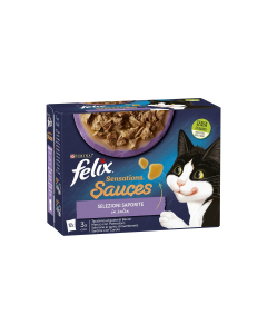 Bocconcini per gatti purina felix sensations sauces multipack 12 x 85 gr selezione saporita