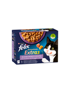 Bocconcini per gatti purina felix sensations extras multipack 12 x 85 gr selezione saporita