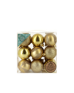 Palline di Natale ecosostenibili Mix oro 27 pz 6 cm