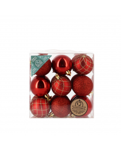 Palle di Natale in plastica mix rosso 27 pz 6 cm