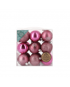 Palle natalizie in plastica riciclata Mix rosa 27 pz 6 cm