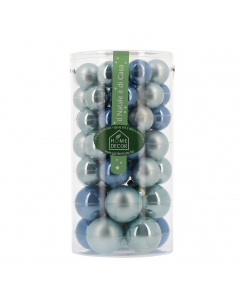 Palle di Natale in vetro Mix azzurro 48 pz 5,6,7 cm
