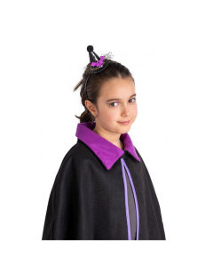 Cerchietto con cappellino nero glitter e pipistrello Halloween