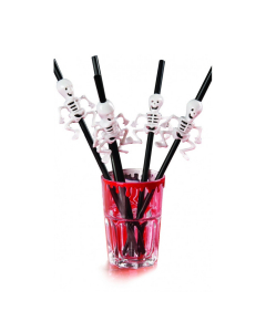 Set 5 cannucce Halloween in carta con scheletrini