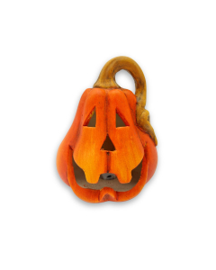 Zucca Halloween con led in terracotta H15,5cm