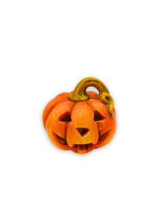 Zucca Halloween con led in terracotta H8,5 cm