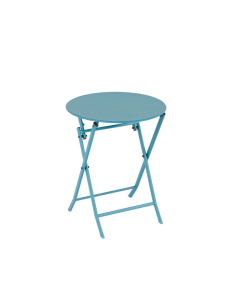 Tavolino rotondo pieghevole Click in ferro color azzurro