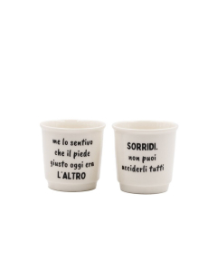 Set 2 tazzine caffè con frasi