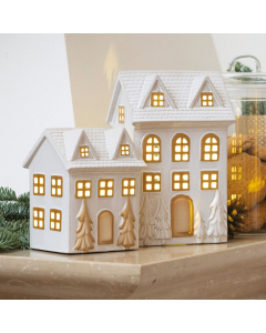 Casetta in porcellana bianca con LED