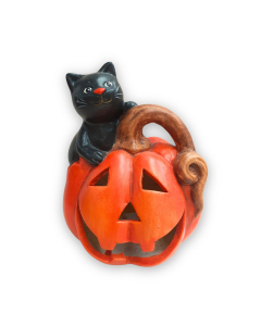 Zucca Hallowen con gattino H19,5 cm