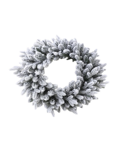 Corona natalizia innevata fuori porta Montana con led