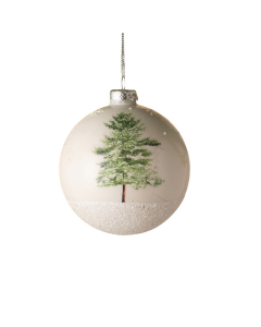 Sfera natalizia in vetro con albero