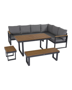 Salotto angolare da giardino Escape in alluminio antracite 5 posti