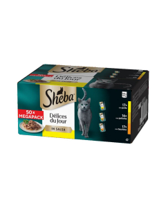 Sheba Délices du Jour Selezione Delicata Megapack 50x50g – Bocconcini in Salsa