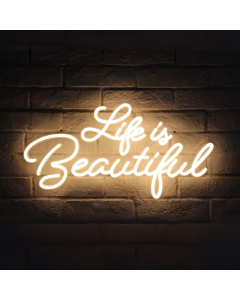 Life is Beautiful insegna neon bianco