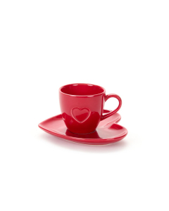 Set tazzina e piattino Cuore Rosso