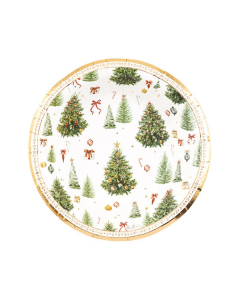 Piatti fondi natalizi di carta 24cm Christmas Forest DecoGivi 8pz