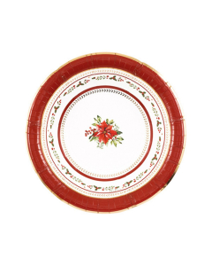 Piatti fondi natalizi di carta 24cm Red Royal DecoGivi 8pz