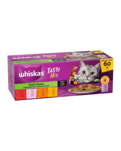 Whiskas Tasty Mix Scelta dello Chef Gatto Megapack 60x85g – Bocconcini in Salsa