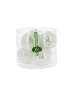 Palline di Natale di vetro Set 6 pz 10 cm-Bianco iridescente INGE