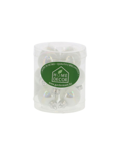 Palline per albero di Natale in vetro Tubo 12 pz 3 cm-Bianco iridescente INGE