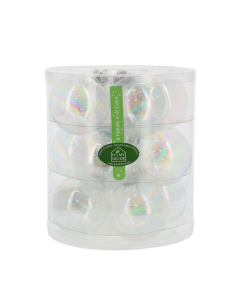 Palline di Natale di vetro Set 12 pz 8 cm-Trasparente iridescente INGE