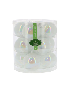 Palline di Natale di vetro Set 12 pz 8 cm-Bianco iridescente INGE