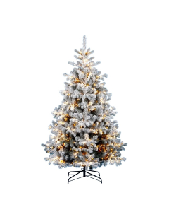 Albero di Natale bianco fioccato illuminato Plaza luci LED
