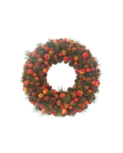 Ghirlanda natalizia con pigne, bacche e aghi di pino 33 cm